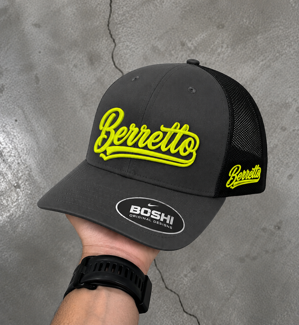 Grey black and neon yellow